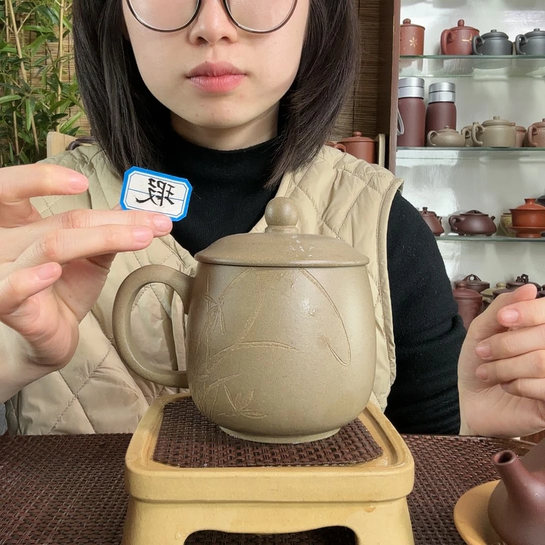 紫砂茶杯原矿青段兰花大胖办公杯微瑕480CC左右