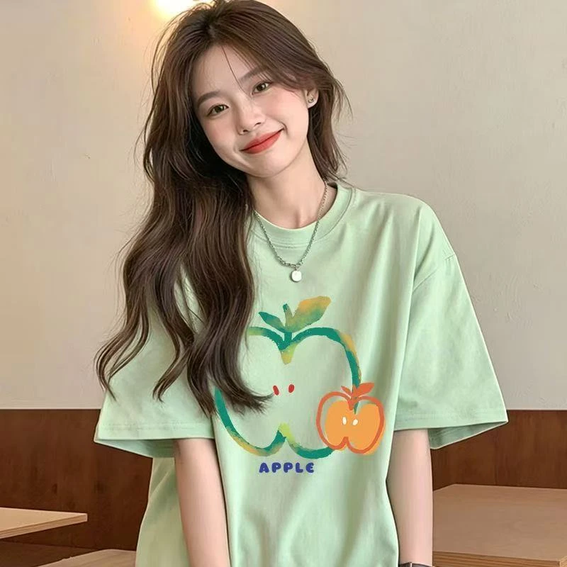 【101-200】纯棉T恤休闲百搭夏季半袖简约宽松纯色白色情侣复古潮流