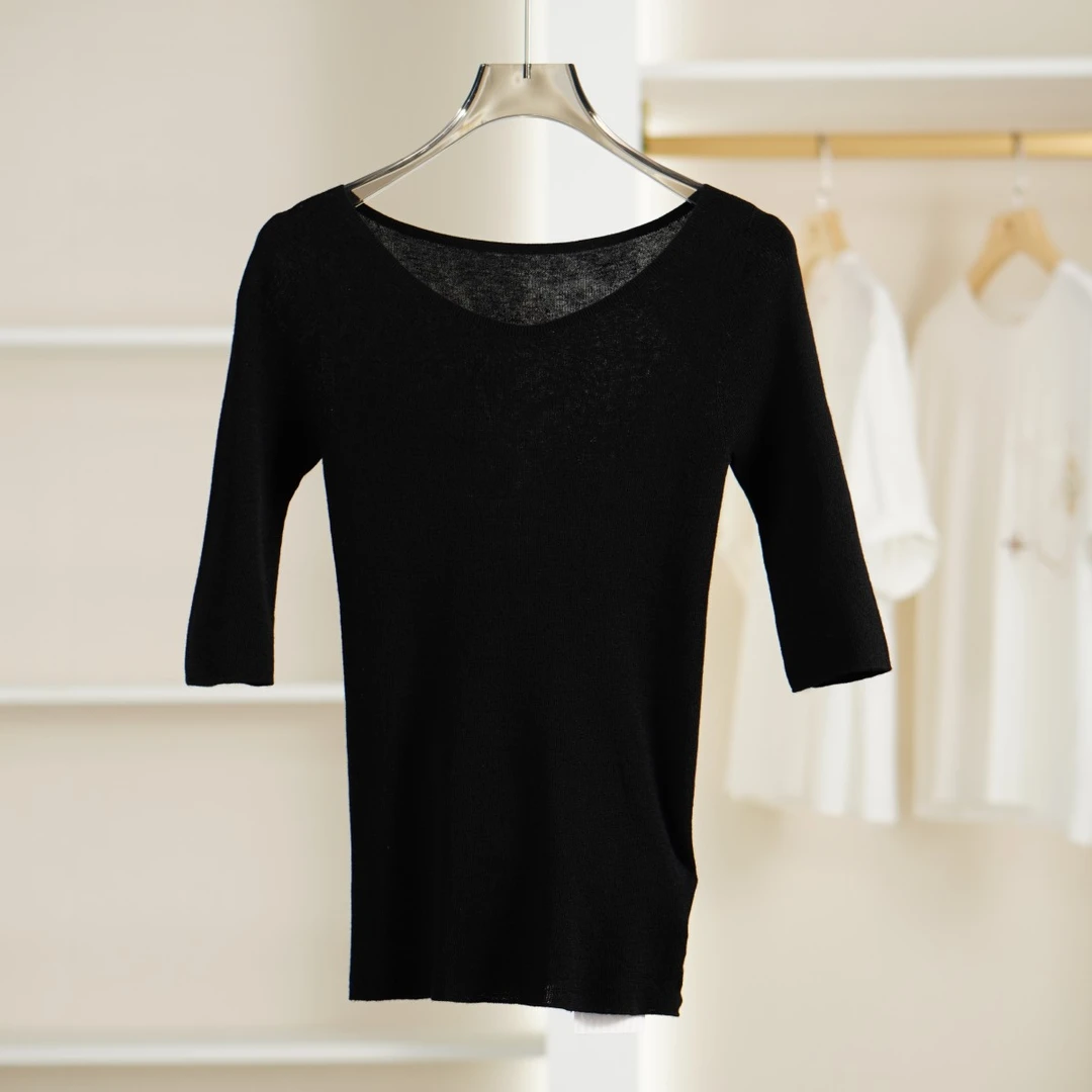 麦迪尚品【崔】50512332 春季简约显瘦修身针织上衣品牌撤柜女装