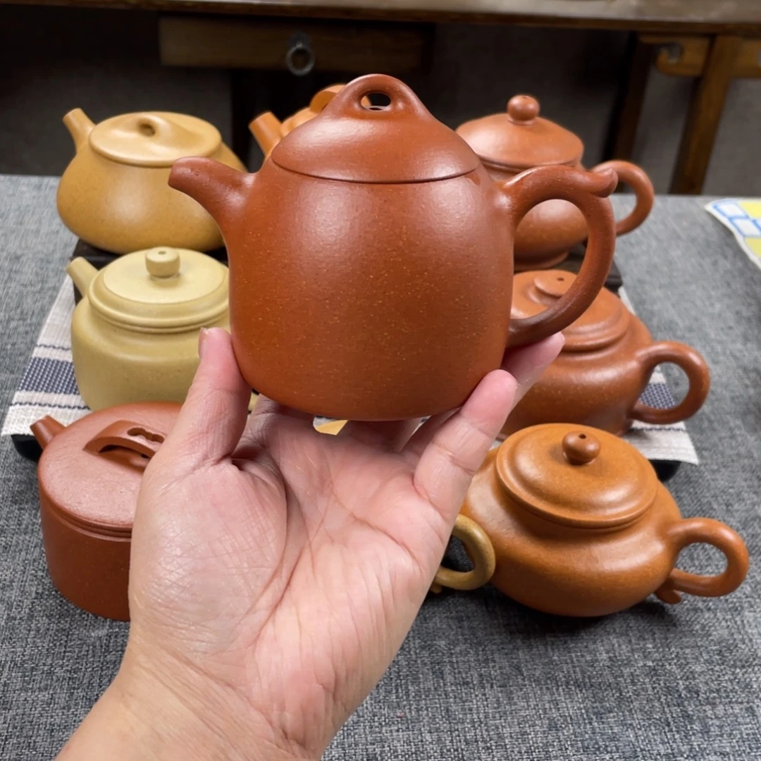 紫砂茶壶红降坡秦全全手纯红30目210