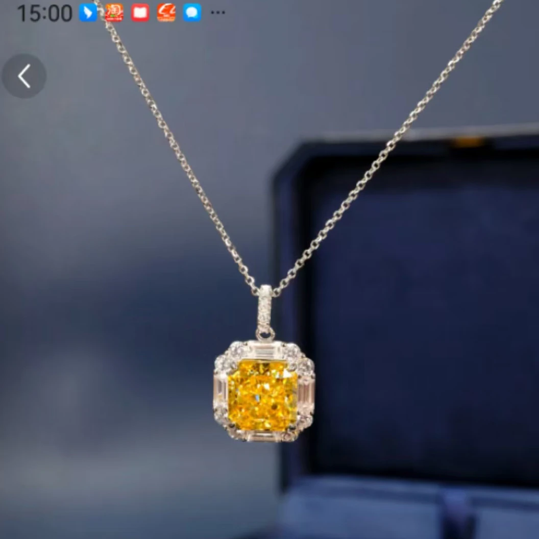 合金项链  【9156银色项链黄钻】项链轻奢2024锁骨链饰