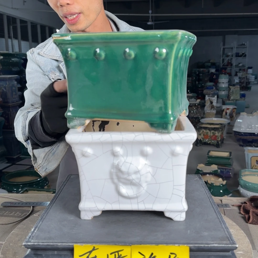 一风堂石湾花盆，高温裂瑕疵