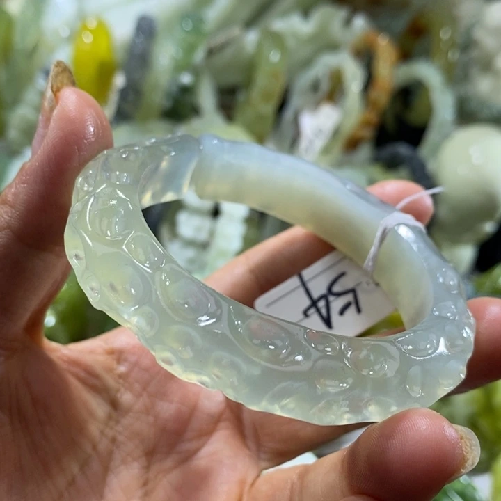 岫玉未镶嵌岫玉手镯54口径