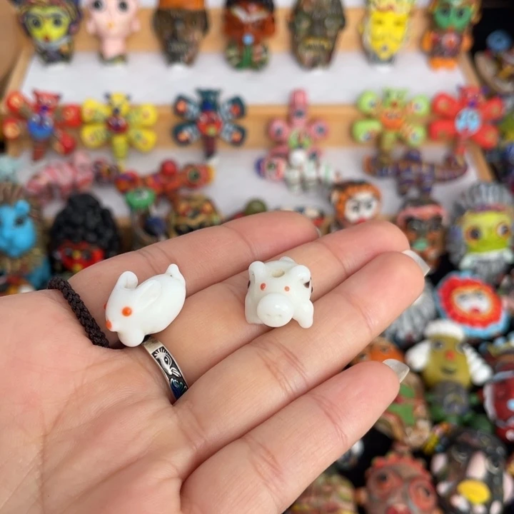 琉璃饰品小兔小猪2只