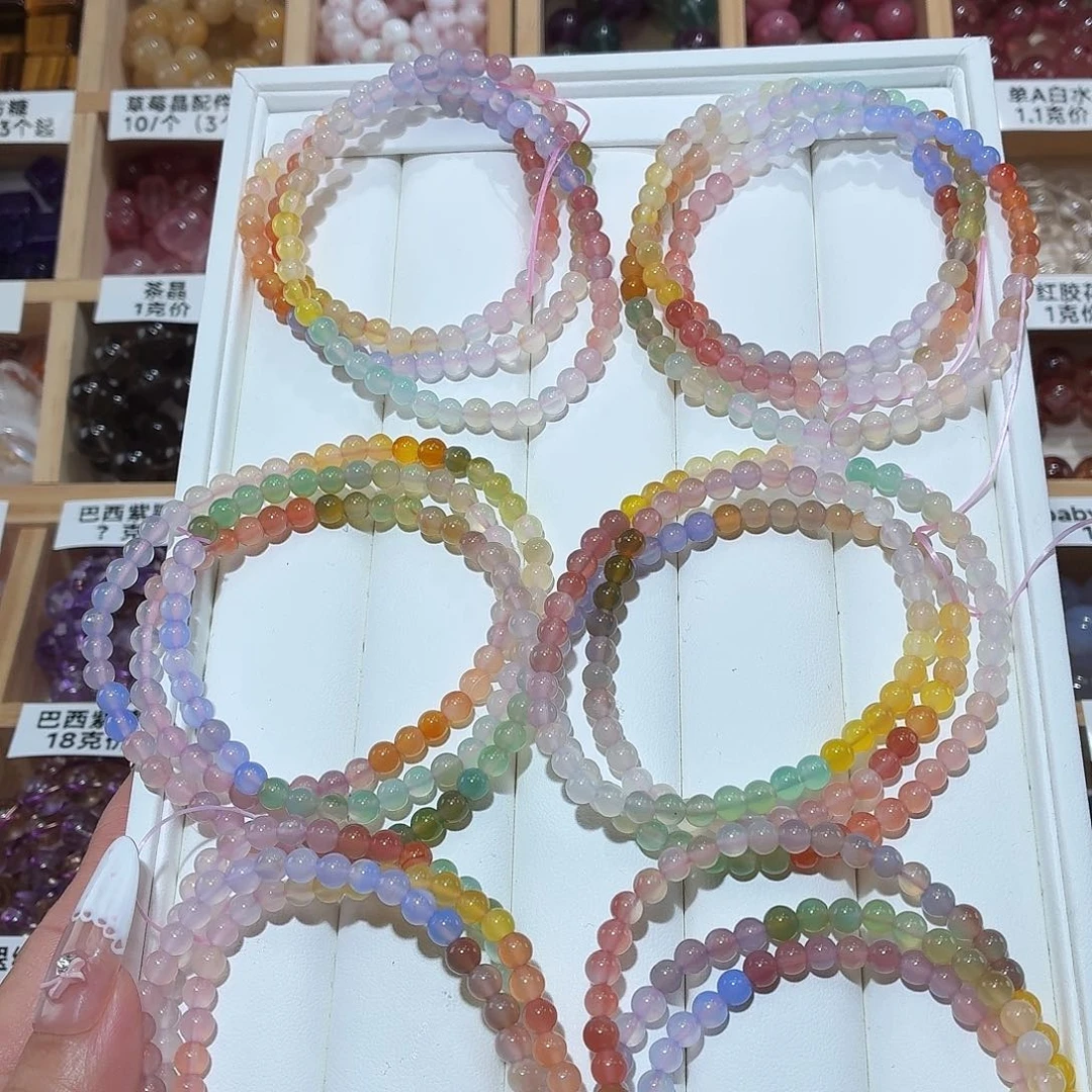 手链水晶未镶嵌糖果色多巴胺绯红玛瑙5m