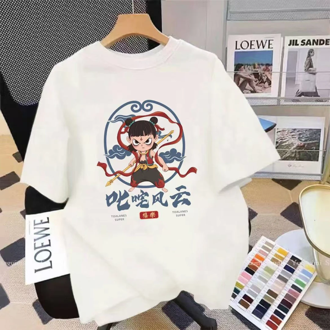 叱咤风云 2025年新款男女同款情侣200克纯棉T恤夏季宽松圆领短袖