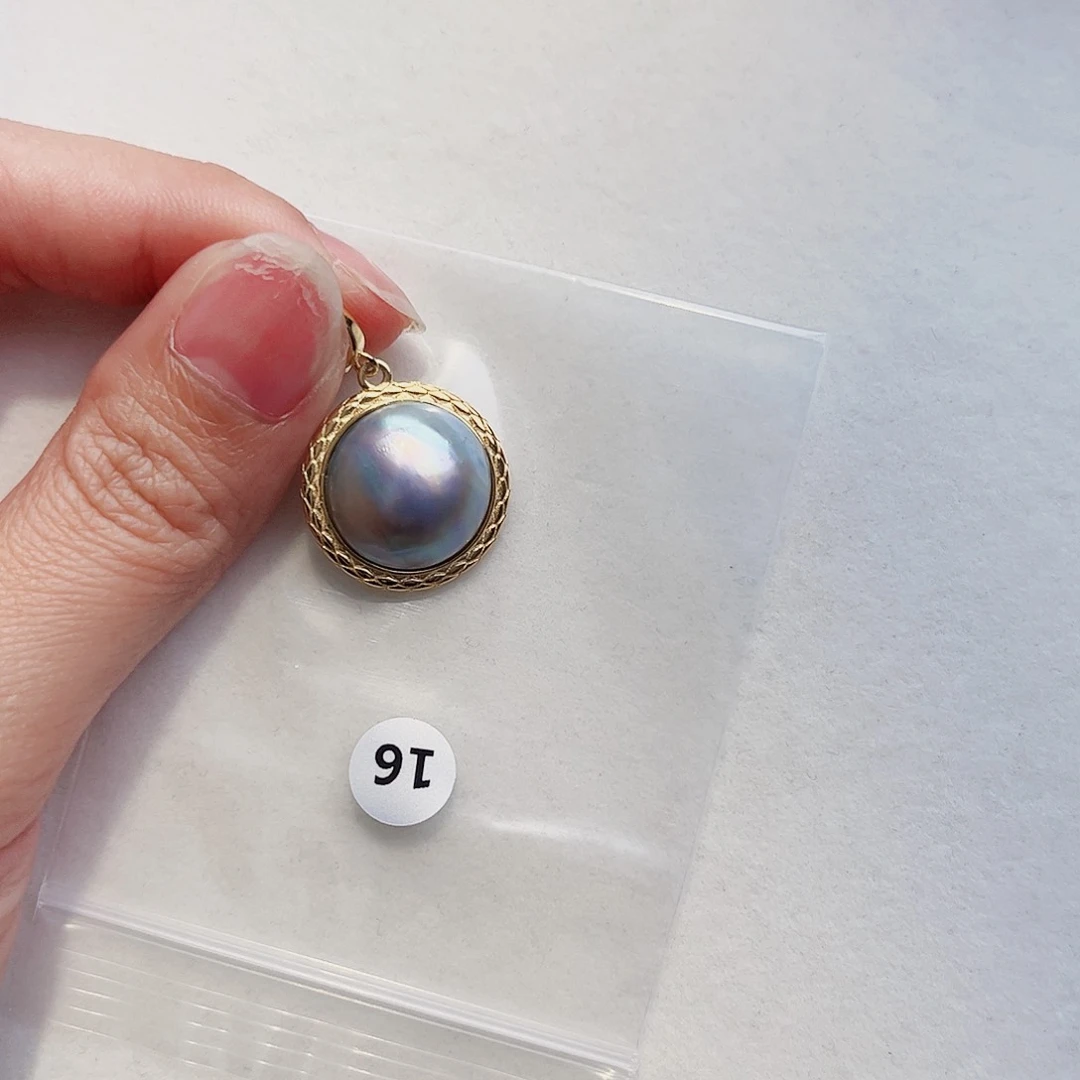 银S925镶嵌拼合珍珠（马贝珠）颈饰＊****