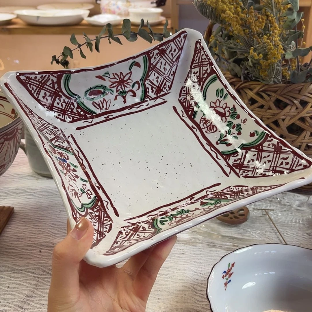 瓷片赤绘方盘子啊啊啊3