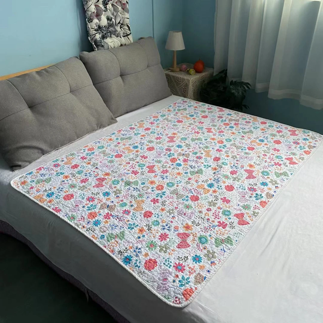 斜纹双人纯棉隔脏垫可机洗透气防滑夹棉100*150厘米空调盖毯