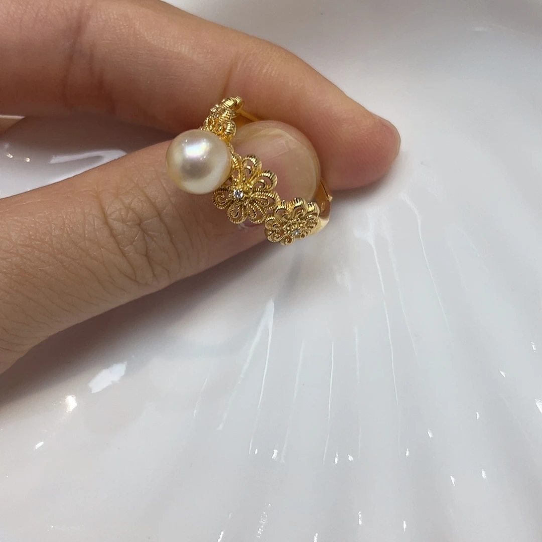 海水珍珠银S925镶嵌戒指
