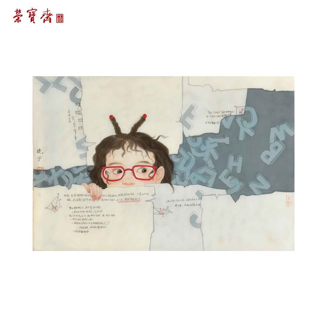 早21（RBZZX3537）《藏起来》书画 绢本 60*40cm