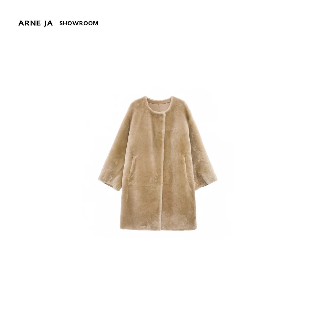 ARNE JA|“匠人系列”轻奢澳洲进口美利奴羊皮毛一体中长款皮草外套