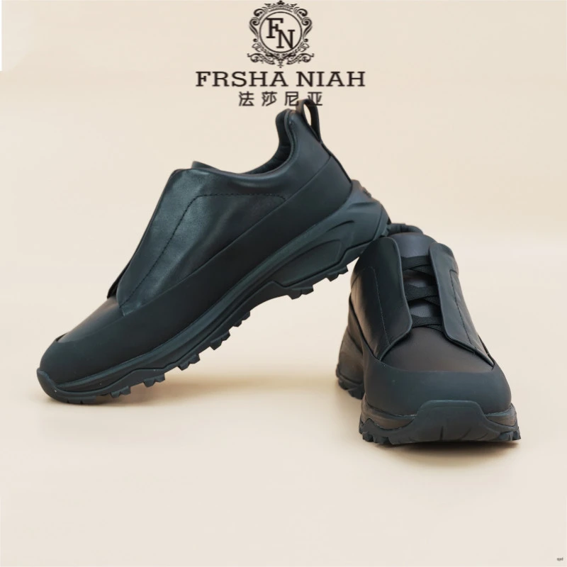 法莎尼亚厚底轻盈运动鞋真皮绒面休闲鞋百搭时尚男士户外休闲鞋男
