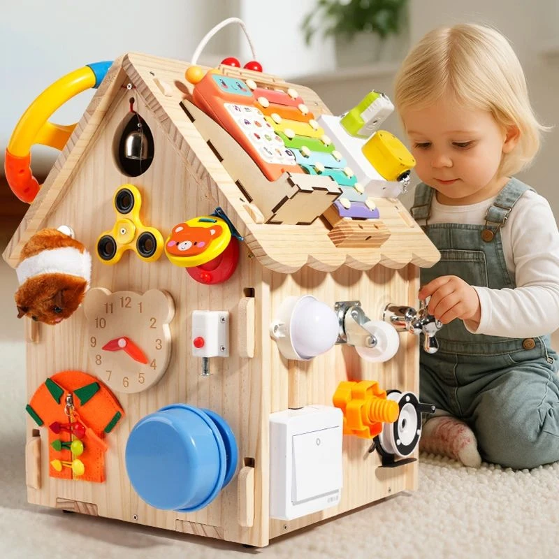 蒙氏早教具宝宝忙碌屋板房子diy蒙特梭利儿童多功能益智玩具1-3岁