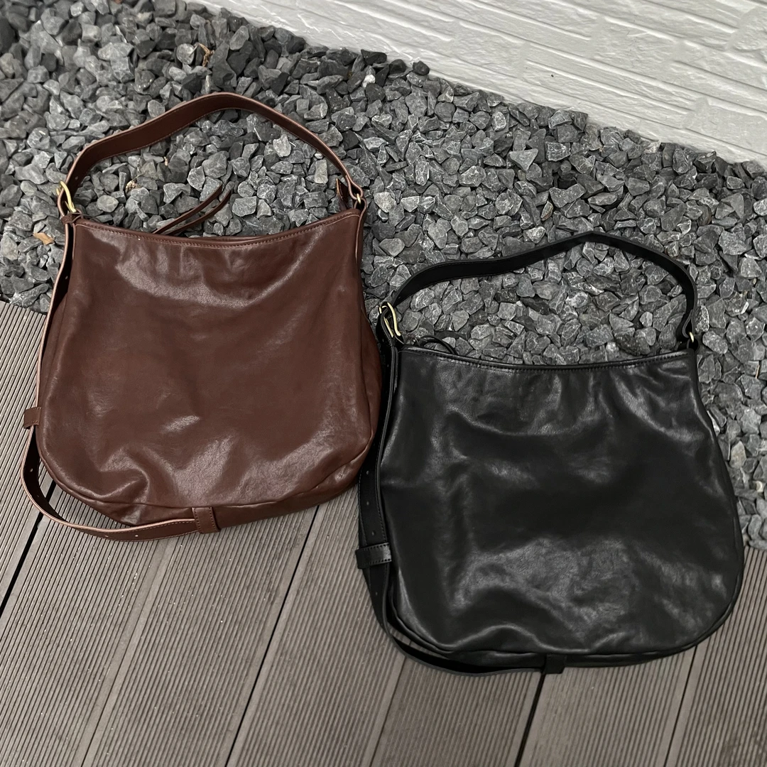 【大福包】头层水晶植鞣牛皮单肩斜挎托特水桶包