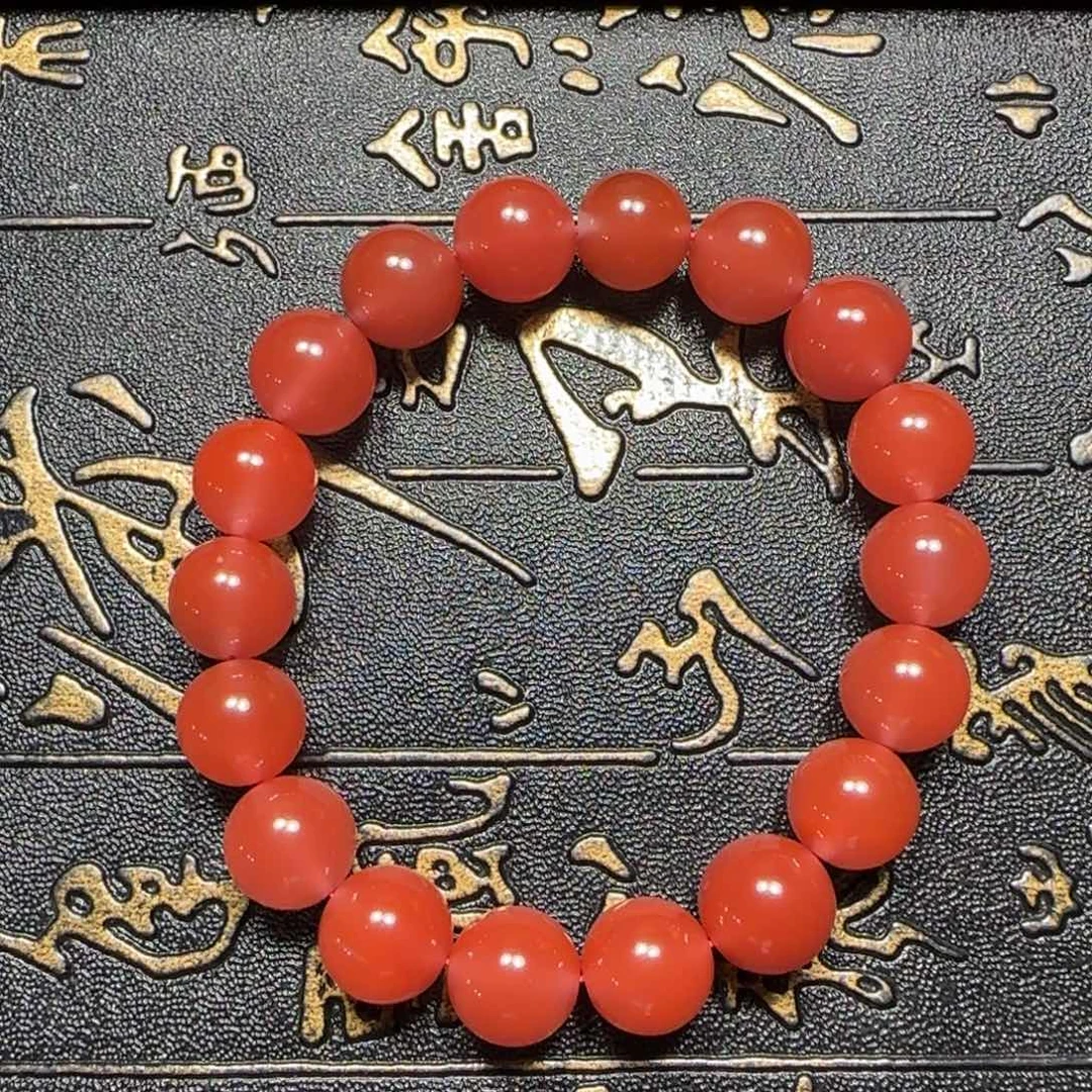 -***-南红玛瑙未镶嵌大黑洞樱桃红11mm➕