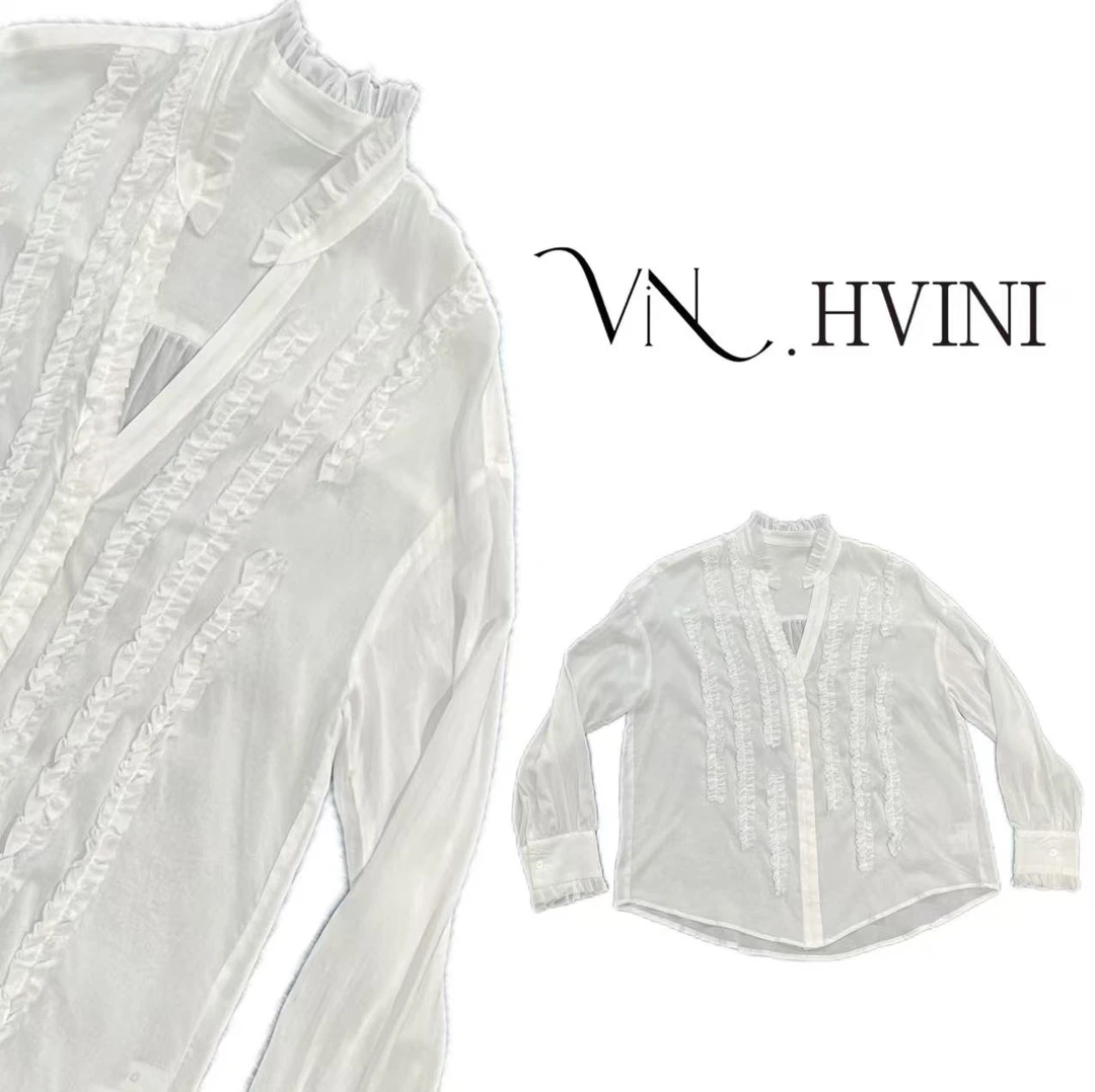 HUANG  VINI2025春季新款时尚休闲蕾丝衬衣L1073
