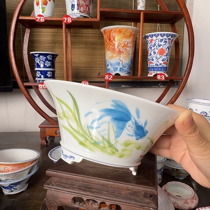 墨奈手绘陶瓷花盆