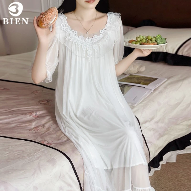 BIEN仙女睡裙女夏季2025新款甜美带胸垫公主宫廷家居服可外穿法式