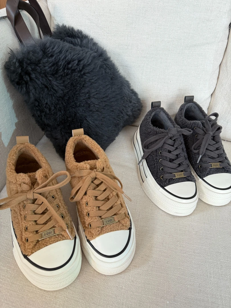 新款时尚加绒保暖4.5公分厚底休闲鞋ALS79210