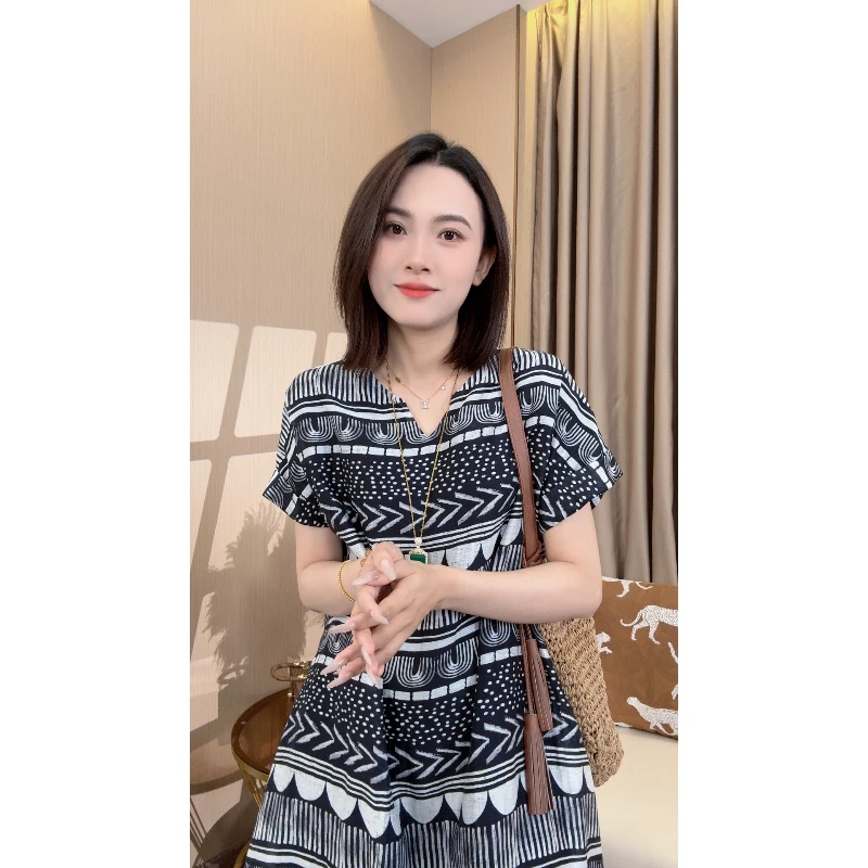 【欢姐推荐】2025夏季女装气质轻奢时尚连衣裙XJ505W96881-413