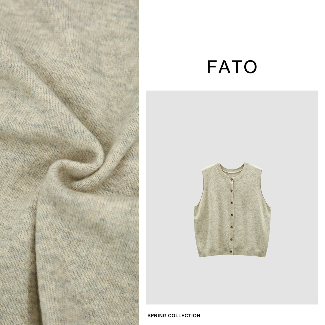 fattonny郑买买【瑞士卷】春款欧若风绵羊毛针织背心马夹 CC50212J1