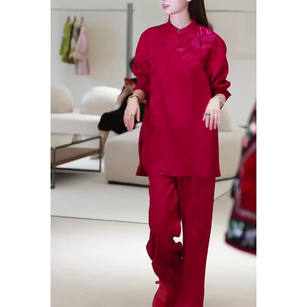 新中式国风女装知性风上衣裤子套装2025早秋新款老钱风唐装两件套