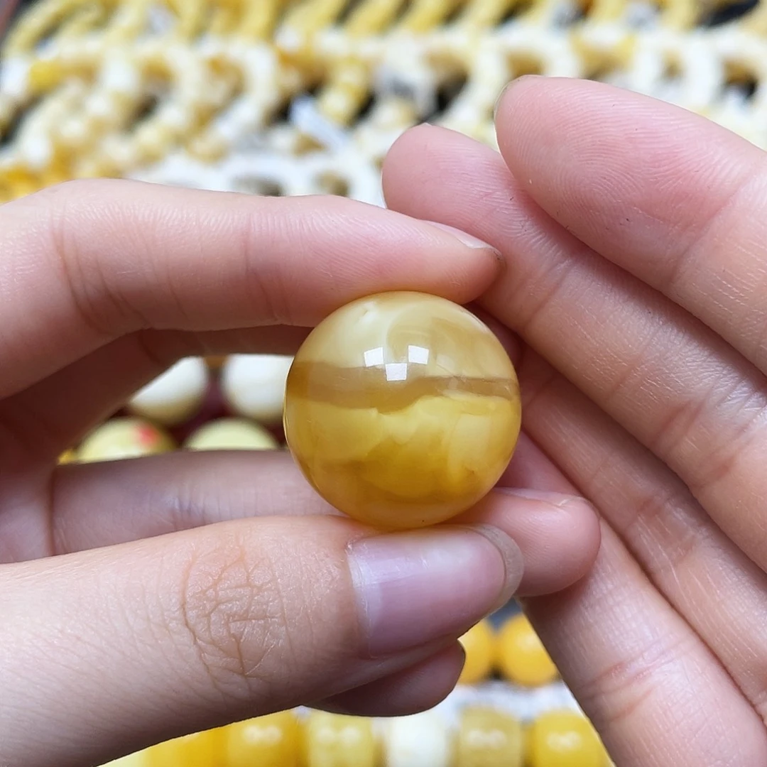 未镶嵌蜜蜡裸石圆珠22.7mm瑕