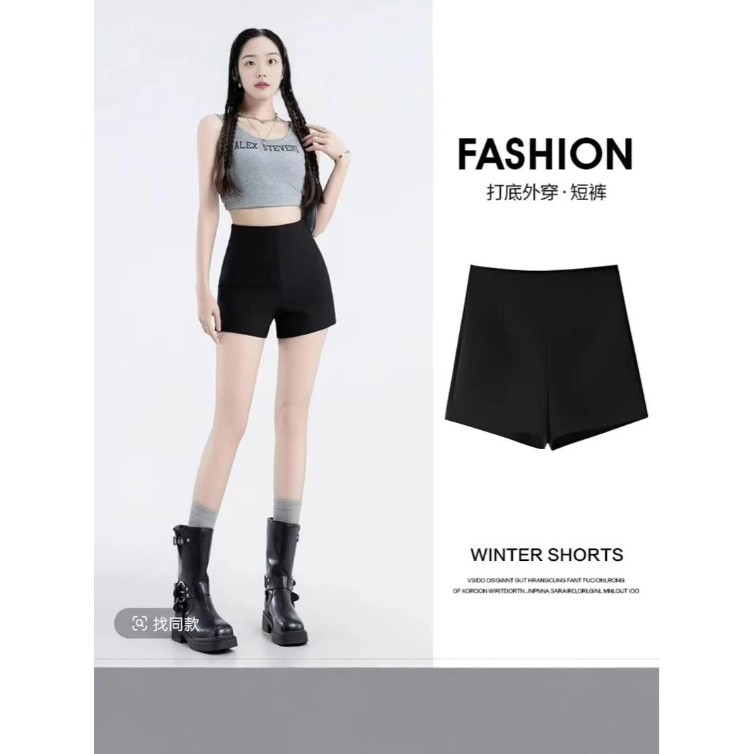 黑色短裤外穿女款爆款2025新款高腰热裤夏天a字版裤子夏季