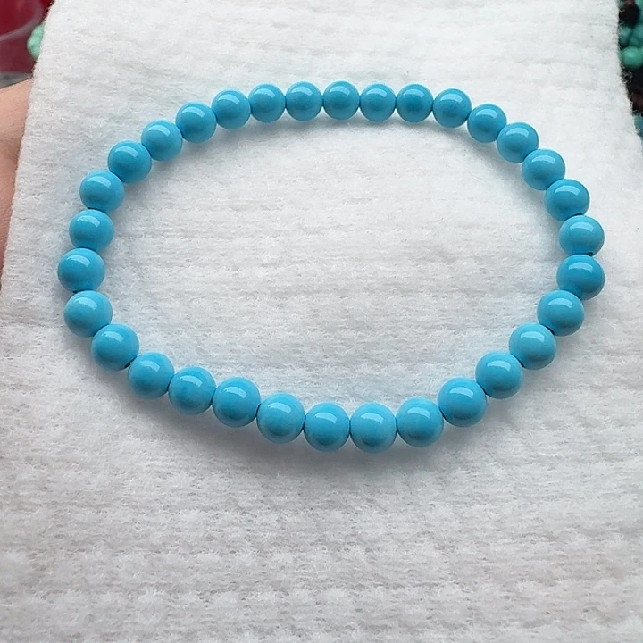 尺寸：6左右蓝圆珠单圈手串