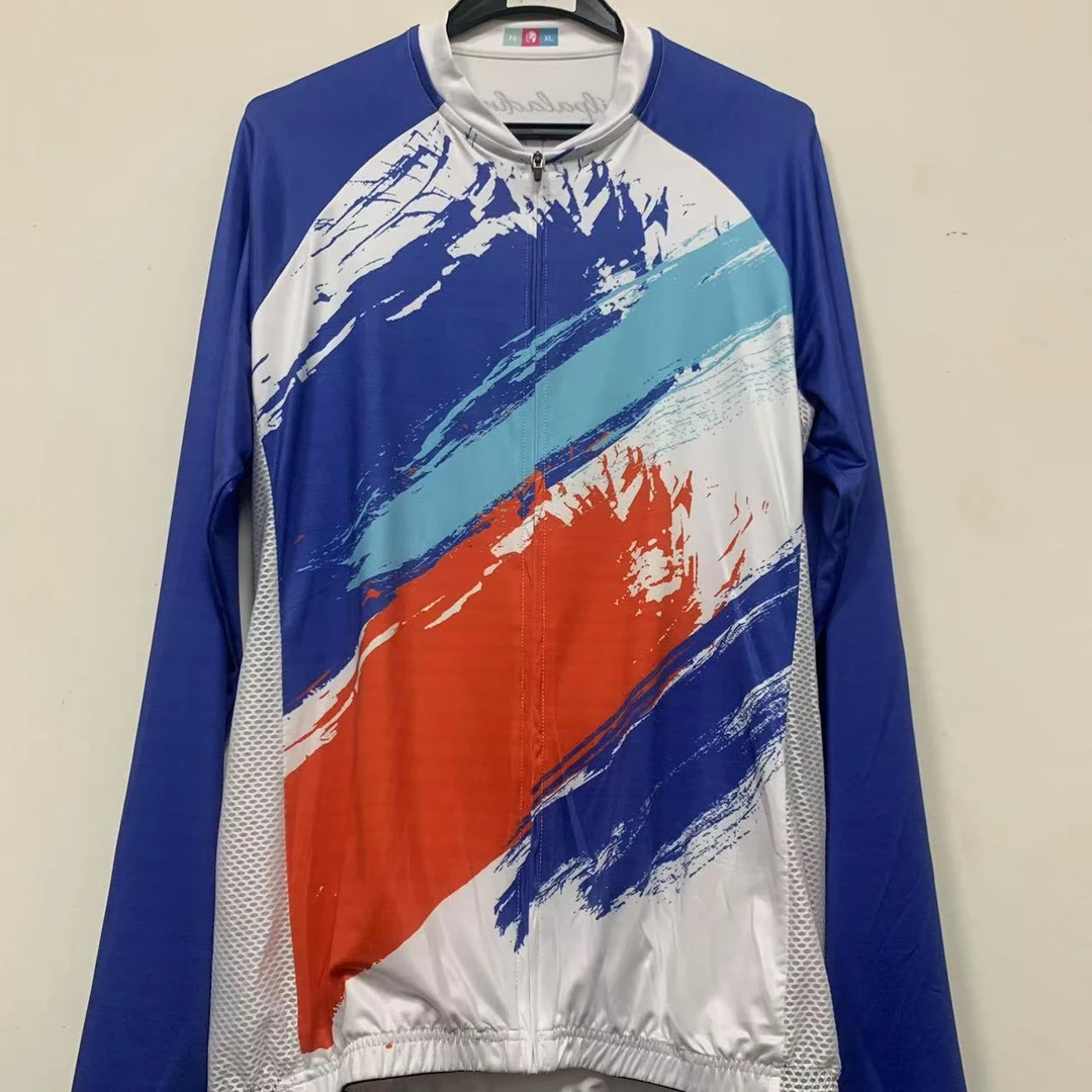 SQ 999【红白蓝油彩牛奶丝拼接长袖男士】ILPALADINO专业骑行服