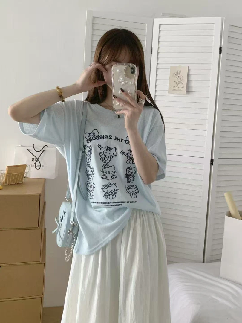 阿悄家 夏季新款 重工刺绣Kitty猫短袖 #0082