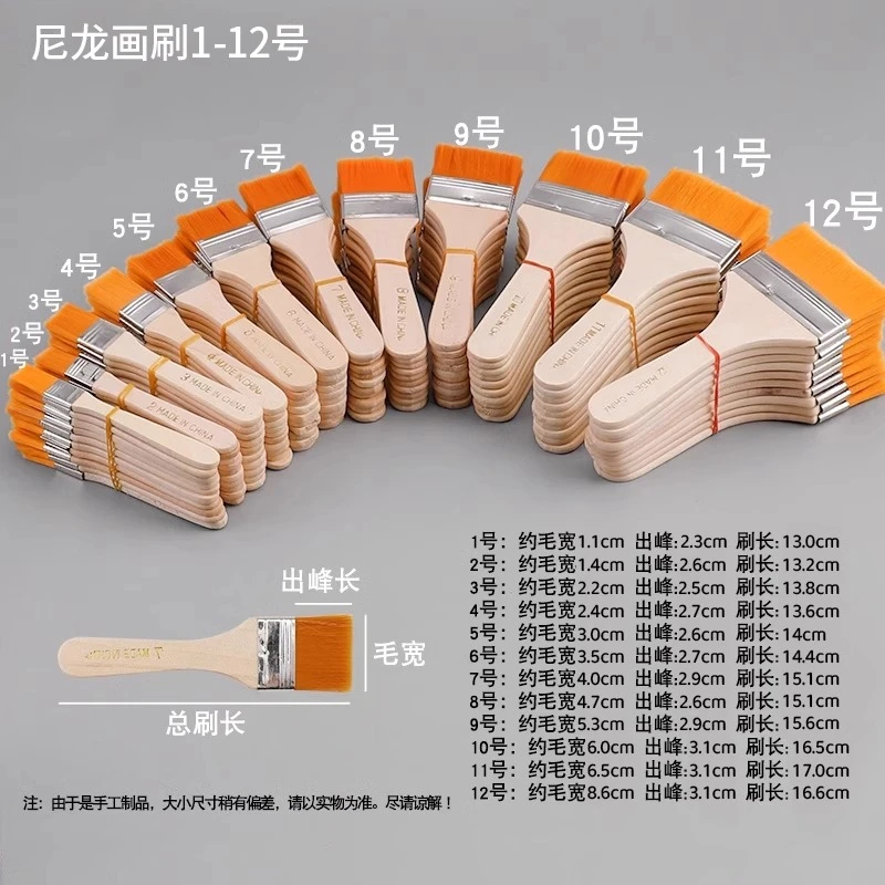 笔刷尼龙画笔板刷毛刷儿童画刷排笔颜料刷美术水粉水彩油画刷