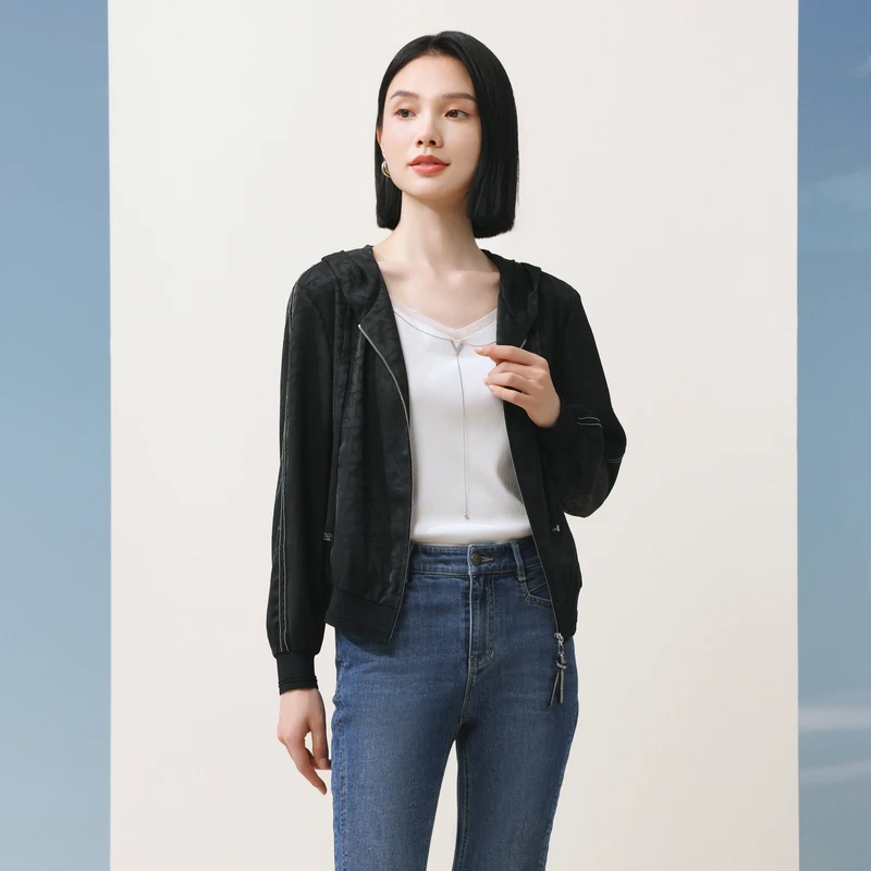 NAERSI/娜尔思娜尔思气质时尚长袖黑色舒适百搭短外套NC00428W0