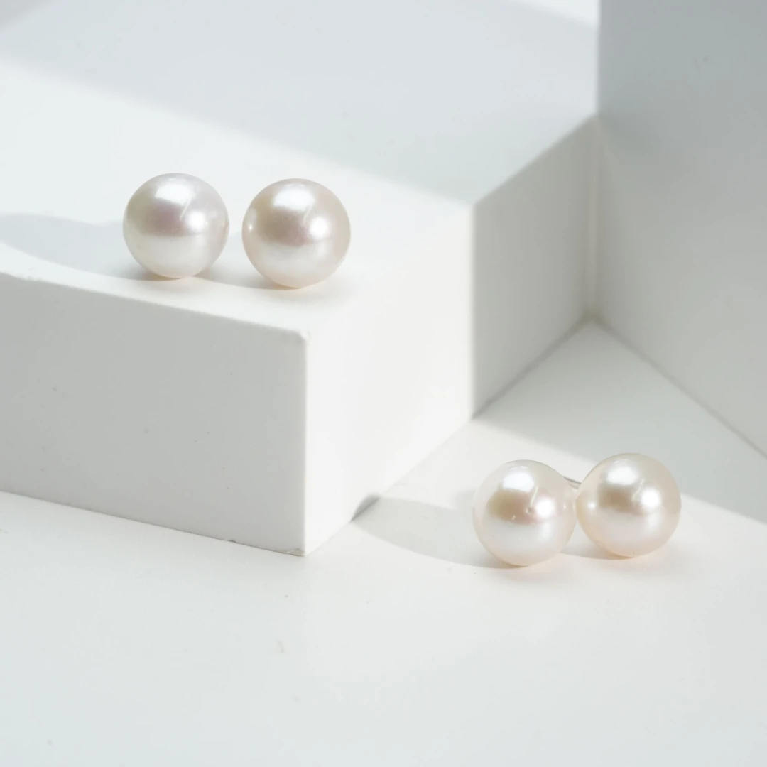 【小北严选】S925银淡水珍珠耳钉约10mm【多样性发一件】-BH15X571