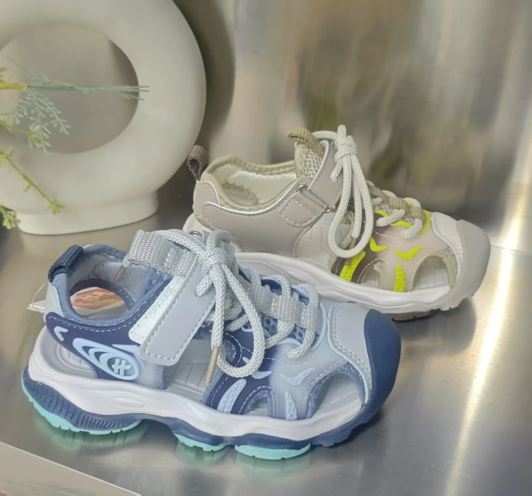 【28-33码】915822时尚卡通包头凉鞋新款韩版镂空勃肯鞋两穿半拖鞋