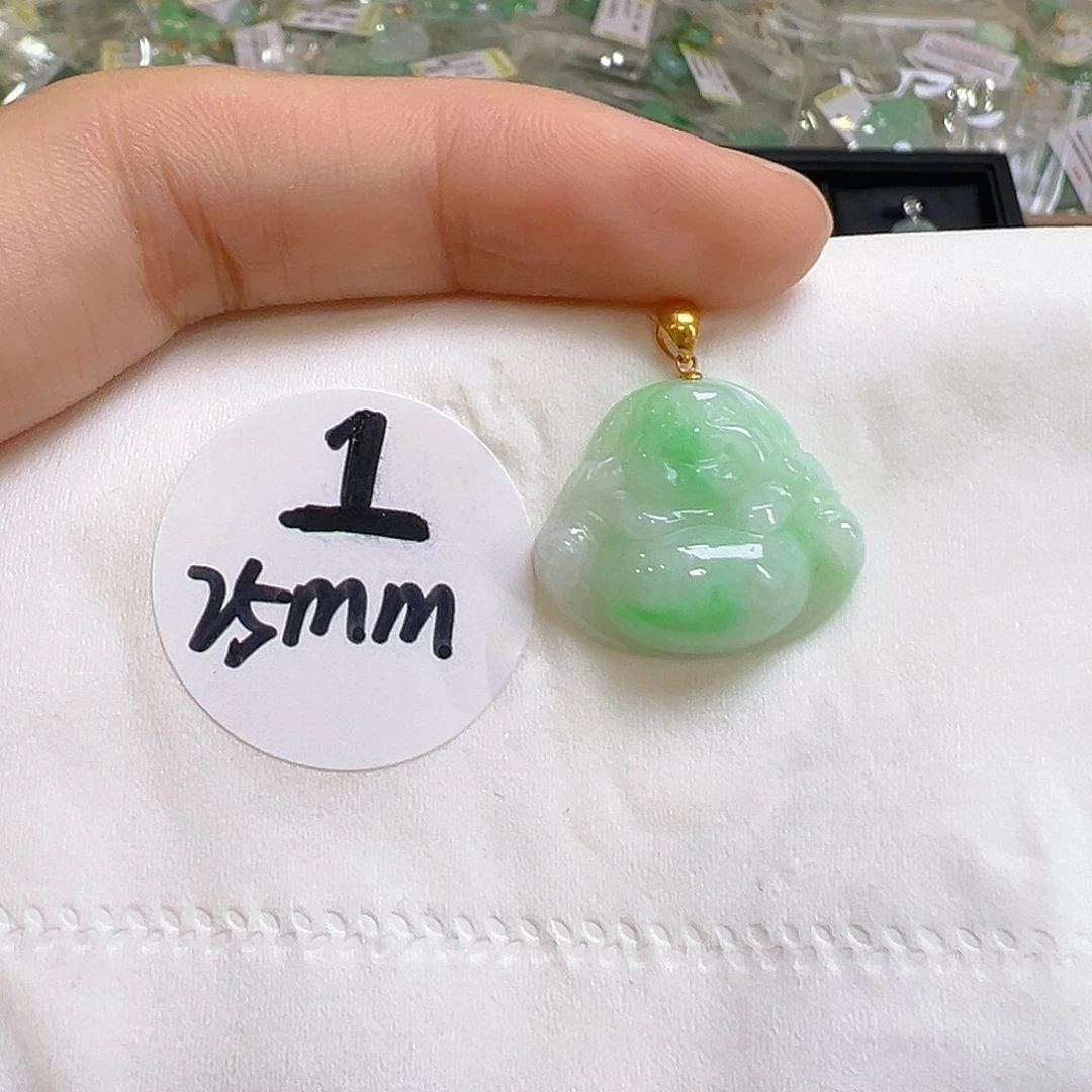 翡翠18K金镶嵌吊坠(不含链)翡翠