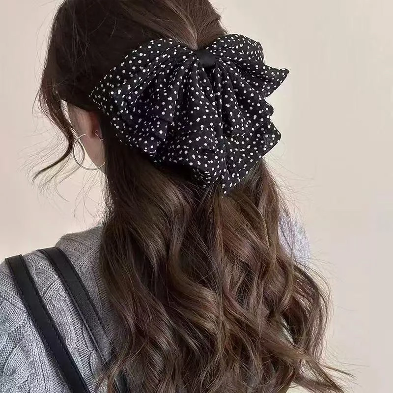 【发夹】100-200#东大门原版设计师款波点蝴蝶结发夹