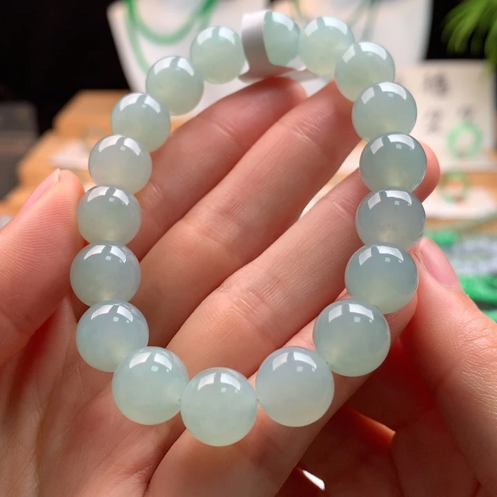 翡翠未镶嵌手串天然缅甸A货翡翠卡11mm