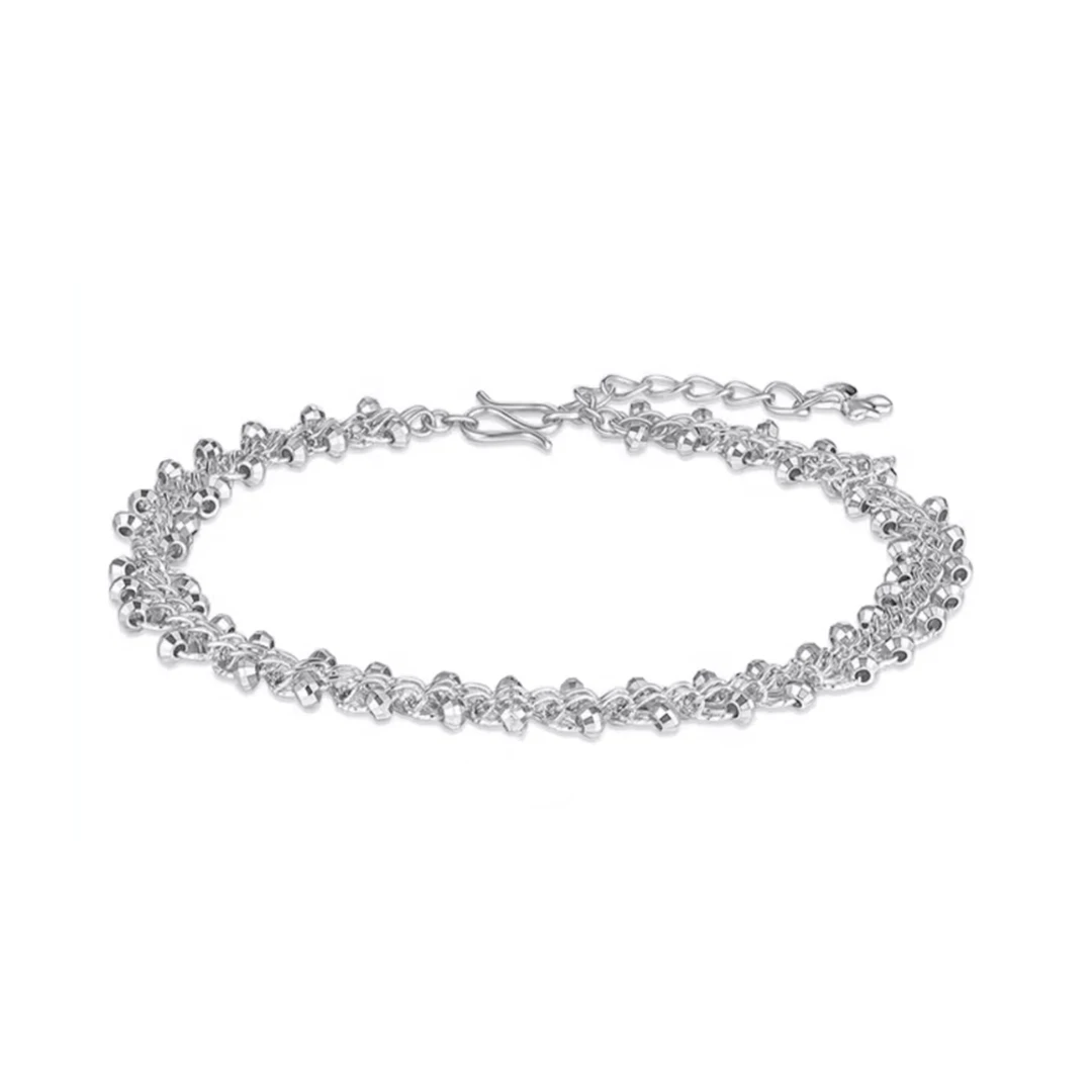 Pt950铂金编织蹦迪珠手链爆闪爆亮白金女款pt950铂金手链百搭气质
