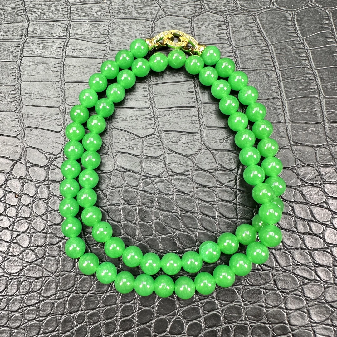 缅A老坑老料高货阳绿项链卡8