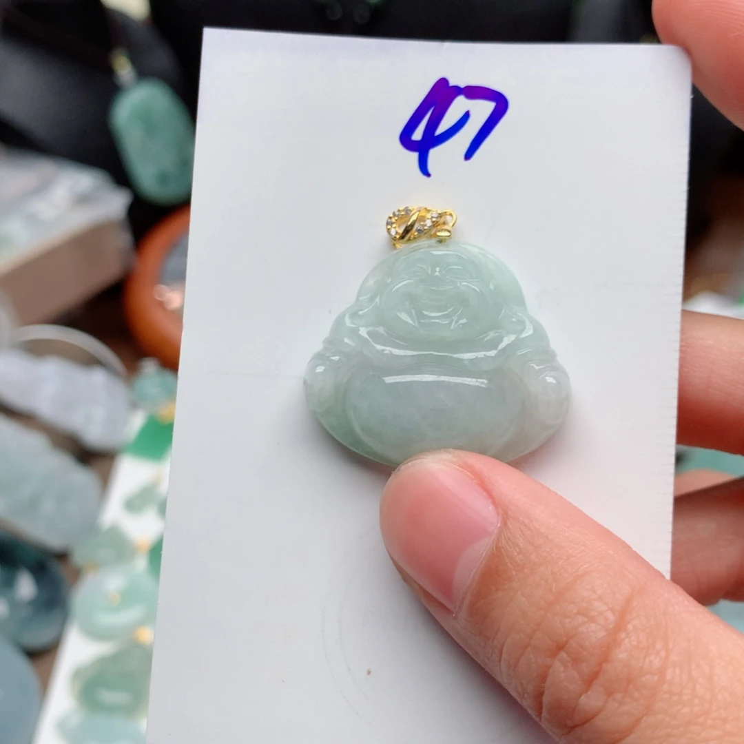 翡翠颈饰银S925镀金镶嵌吊坠