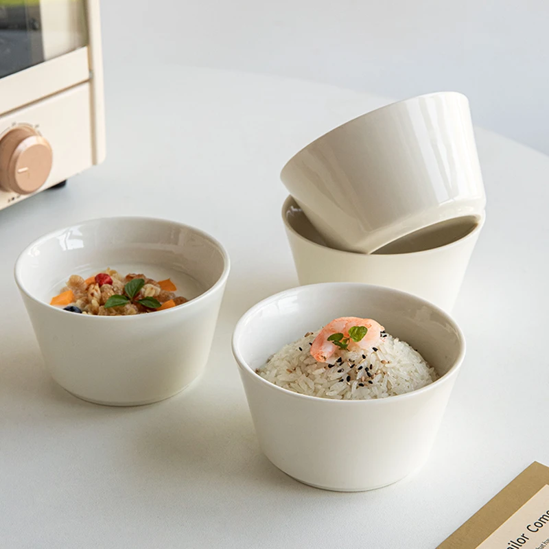 「实惠的饭碗」4英寸米饭碗4只装饭碗小碗简约白色陶瓷反口碗