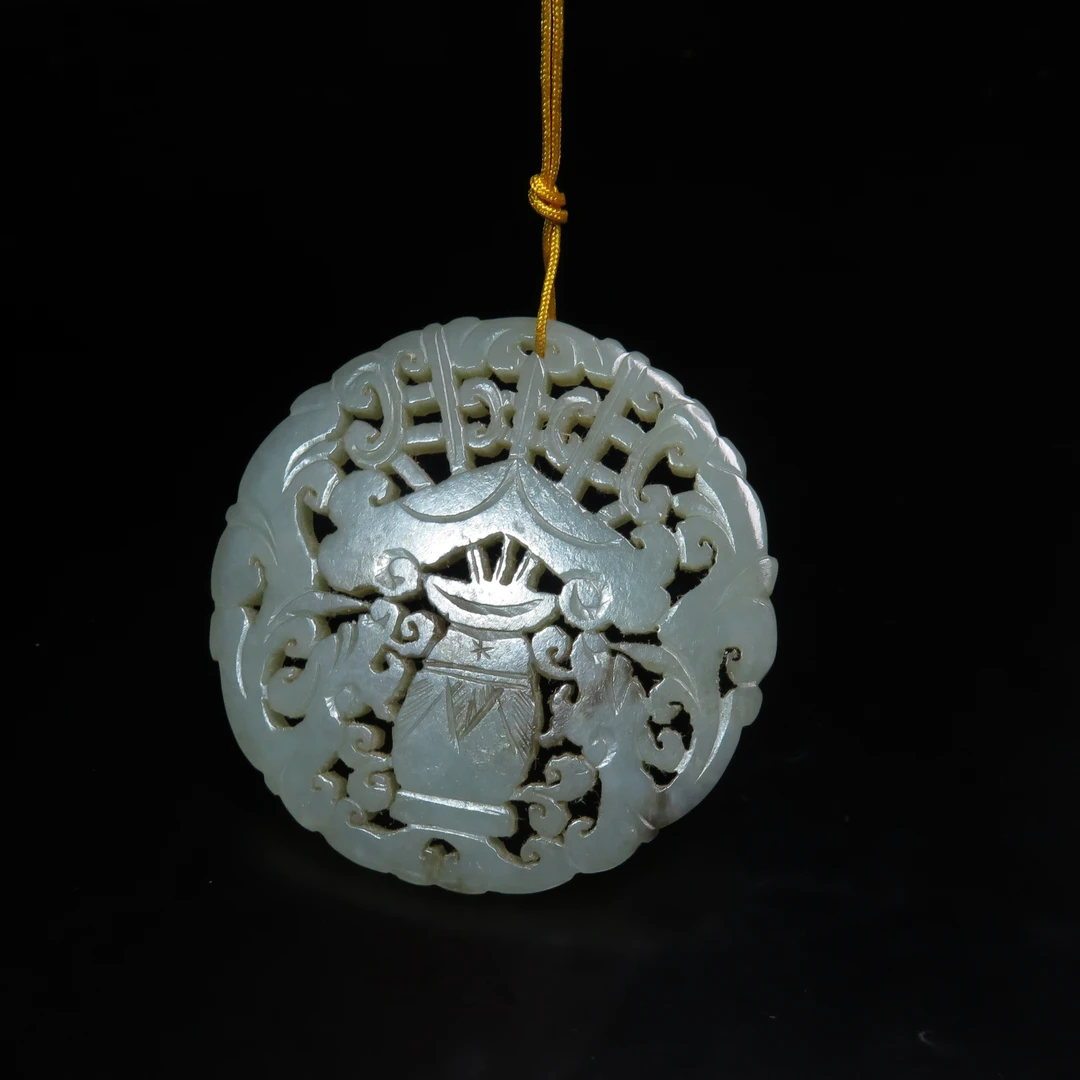 晚清镂雕连胜三级花片/MZ549549/和田玉/民族文物