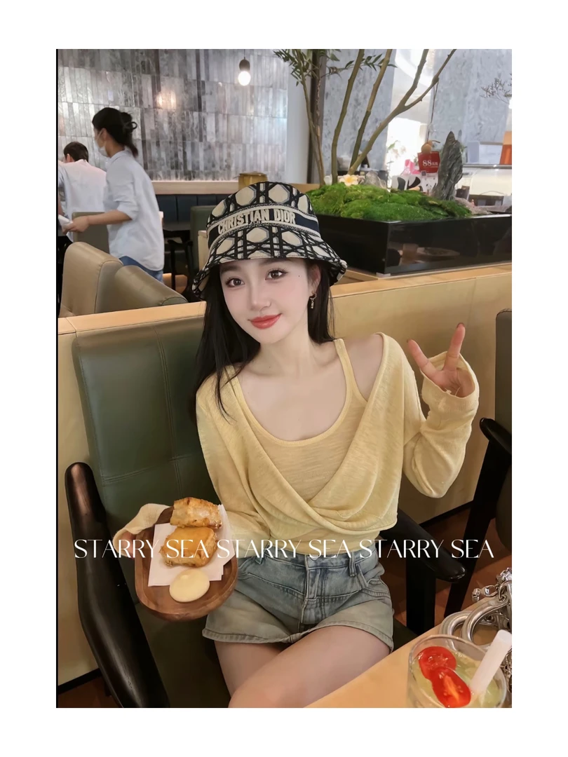 PP福利【活力派】显瘦百搭修身扭结开衫吊带两件套#PC0038