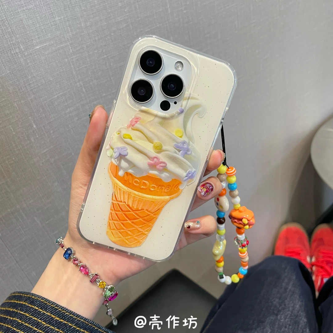 夏日ins风甜筒冰淇淋苹果手机壳适用iPhone16/15/14/13少女防摔