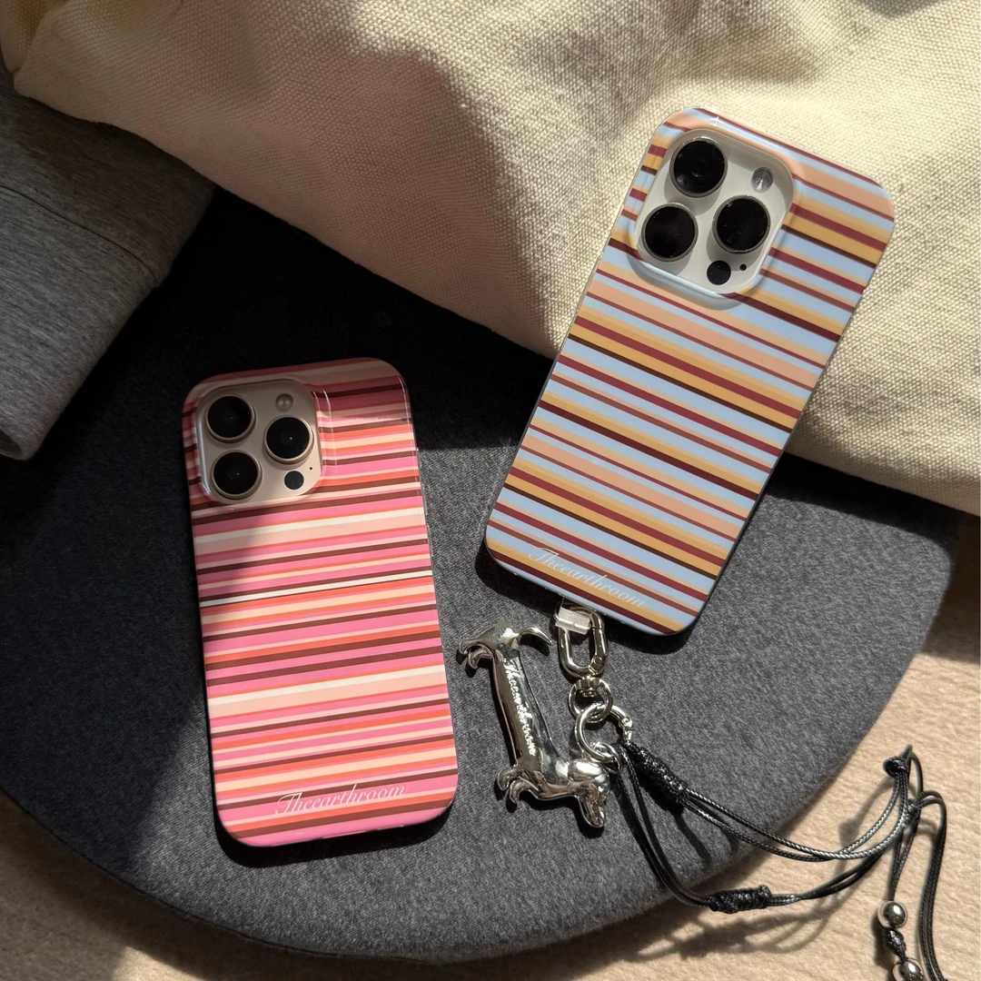 The earth room 原创暖色条纹秋冬配色imd磁吸手机壳 苹果手机壳