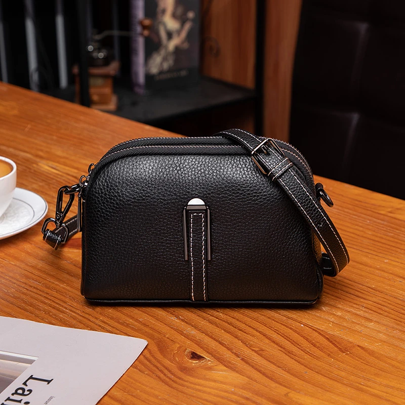 纪家牛皮真皮女包2025新款时尚百搭迷你小包包女斜挎包单肩妈妈包