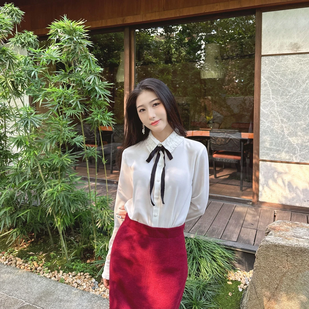 GIRDEAR/哥弟百搭POLO领轻职风长袖极简风衬衫显瘦韩版 130126