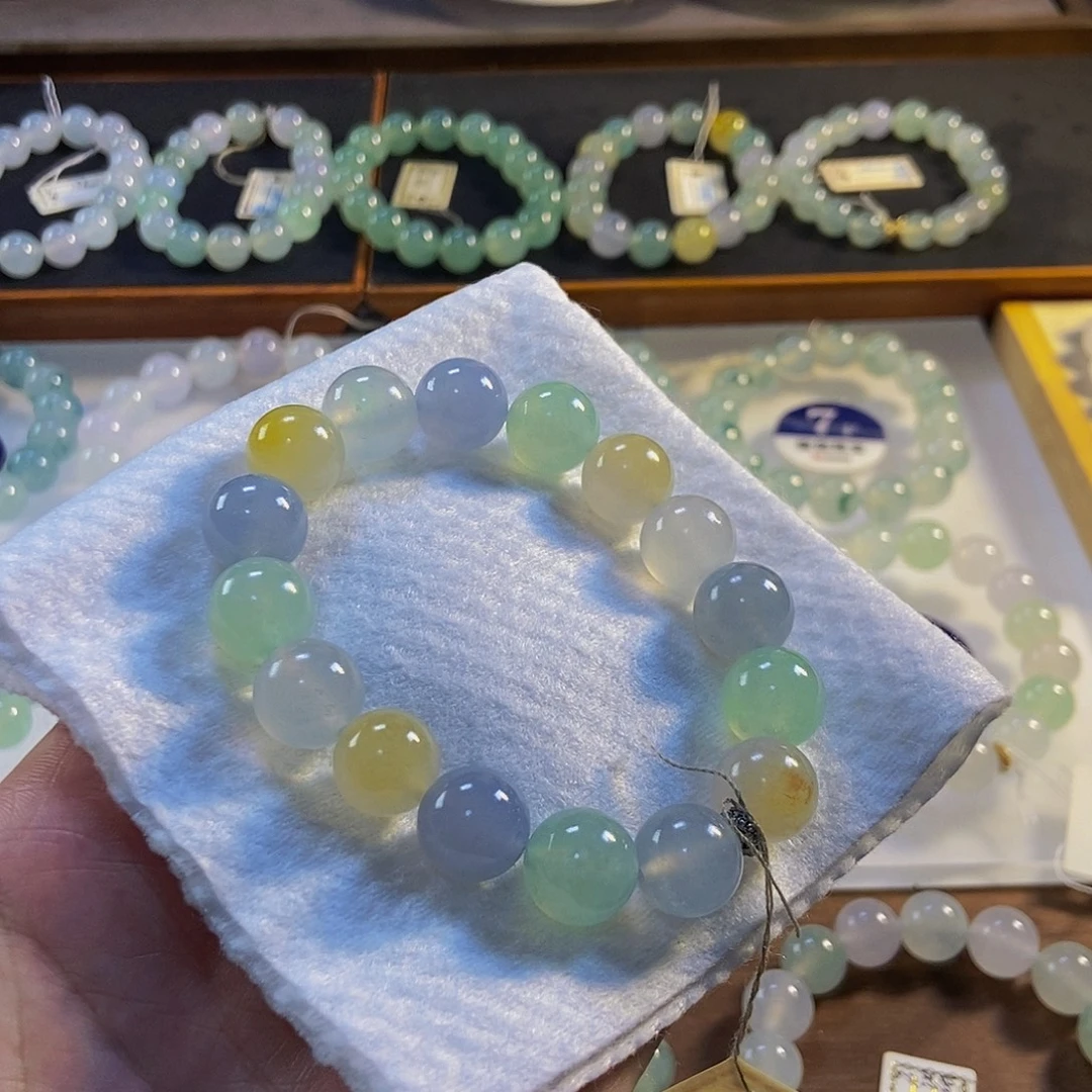 定制翡翠未镶嵌翡翠手串卡12.6